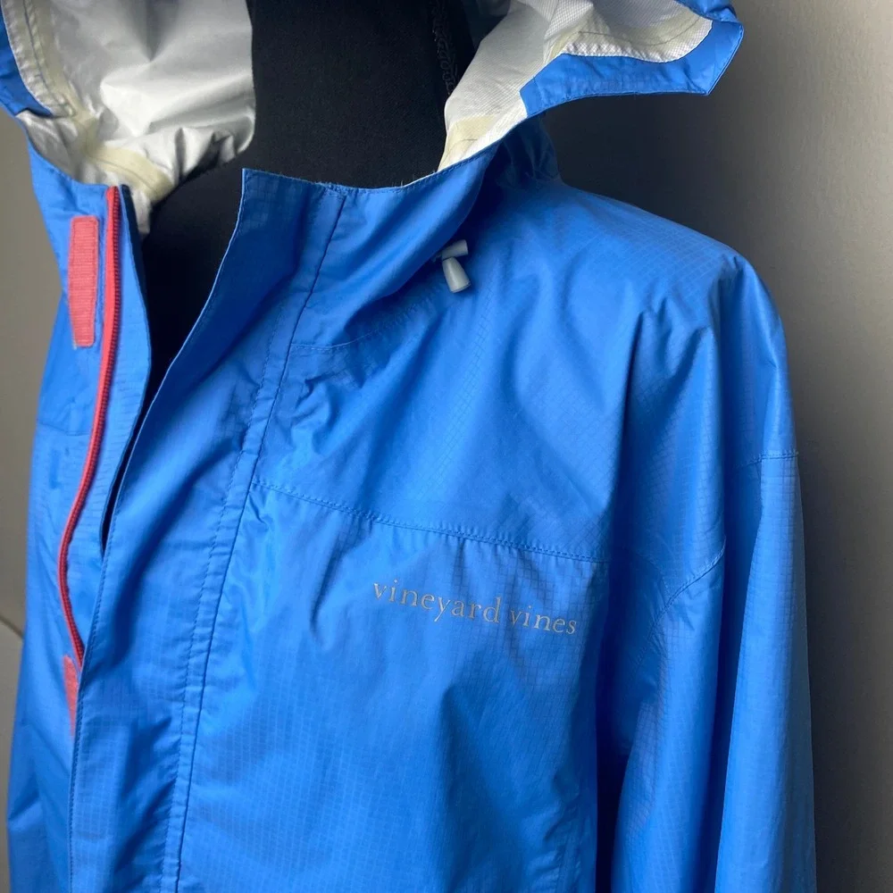 Vineyard Vines Men's Performance Rain Jacket XL Blue Hooded 1/2 Zip Lightweight - Picture 10 of 10